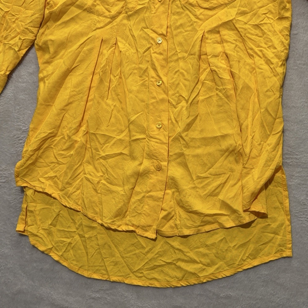 UGApparel LSU Tigers Tunic Blouse Womens S Gold Pleated 3/4 Sleeve Button Shirt - Picture 5 of 11